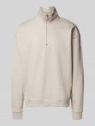 MCNEAL Sweatshirt mit Troyer-Kragen in Stein, Größe XXXL