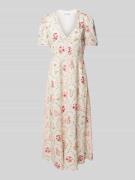 Forever New Leinencocktailkleid mit V-Ausschnitt in Beige, Größe 34