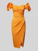 Lipsy Knielanges Cocktailkleid in Wickel-Optik in Orange, Größe 36