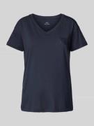 ARMANI EXCHANGE T-Shirt mit geripptem V-Ausschnitt in Marine, Größe XS