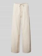 Gina Tricot Wide Leg Leinenhose mit Tunnelzug in Beige, Größe M