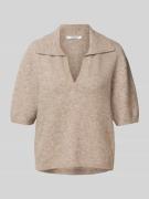 Gestuz Strickpullover mit 1/2-Ärmel Modell 'alpha' in Sand Melange, Gr...