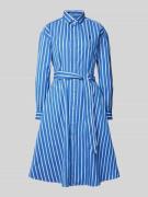Polo Ralph Lauren Knielanges Kleid mit Bindegürtel Modell 'ELA' in Bla...
