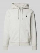 Polo Ralph Lauren Sweatjacke mit Logo-Stitching in Hellgrau, Größe L