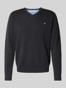Fynch-Hatton Strickpullover mit Logo-Stitching in Anthrazit, Größe S