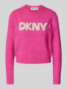 DKNY Strickpullover mit Label-Print in Pink, Größe L