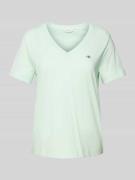 Gant T-Shirt mit Label-Stitching in Mint, Größe M