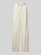 BOSS Wide Leg Leinenhose mit Bindegürtel Modell 'Tiana' in Offwhite, G...