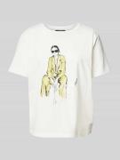 comma T-Shirt mit Motiv-Print in Weiss, Größe 42