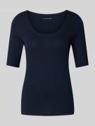 Tom Tailor Regular Fit T-Shirt aus Baumwoll-Mix in Dunkelblau, Größe M