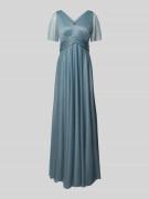 Christian Berg Cocktail Abendkleid mit V-Ausschnitt in Ocean, Größe 34