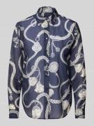 Gant Regular Fit Bluse aus Baumwoll-Seiden-Mix in Marine, Größe 46