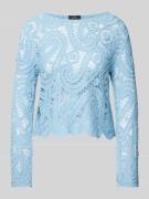 monari Strickpullover in Lochstickerei in Hellblau, Größe 36