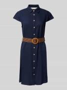 Apricot Minikleid aus Viskose-Leinen-Mix in Marine, Größe L