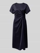 comma Midikleid aus Viskose-Mix mit Knotendetail in Marine, Größe 34