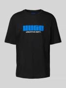 Hugo Blue T-Shirt mit Label-Print Modell 'Newromi' in Black, Größe XS
