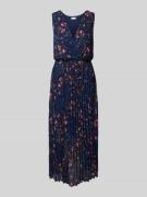 Apricot Midikleid mit Plisseefalten in Marine, Größe S