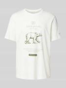 CHAMPION T-Shirt mit Label-Details in Offwhite, Größe L