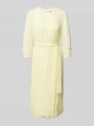 Marc Cain Midikleid mit Bindegürtel in Hellgelb, Größe 46