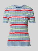 Polo Ralph Lauren Strickpullover mit Brusttasche in Hellblau, Größe XS