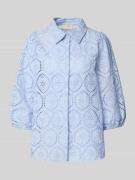 FREE/QUENT Regular Fit Bluse mit Lochstickerei Modell 'Agy' in Hellbla...