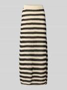 ICHI Schmaler Strickrock mit Lochmuster Modell 'BIRDIS' in Black, Größ...