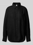 YAS Relaxed Fit Leinenbluse Modell 'FLAXY' in Black, Größe 34