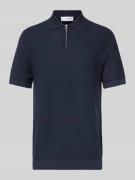 SELECTED HOMME Poloshirt mit kurzem Reißverschluss in Marine, Größe L