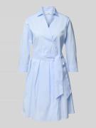 0039 Italy Knielanges Hemdblusenkleid mit Bindegürtel Modell 'JULE' in...