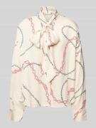 Tommy Hilfiger Boxy Fit Langarmbluse mit Allover-Muster in Weiss, Größ...