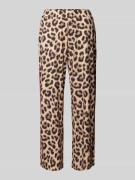 Oui Regular Fit Stoffhose mit Galonstreifen in Camel, Größe 34