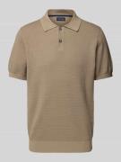 Christian Berg Men Poloshirt mit gerippten Abschlüssen in Taupe, Größe...