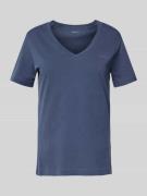 Gant T-Shirt mit geripptem V-Ausschnitt in Marine, Größe S