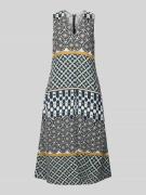 Marc O'Polo A-Linie Leinenkleid mit Allover-Muster in Marine, Größe 44