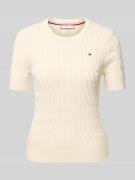 Tommy Hilfiger Regular Fit Strickpullover aus reiner Baumwolle in Ecru...
