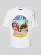 HUGO T-Shirt mit Label-Print Modell 'Duwood' in Weiss, Größe XXL