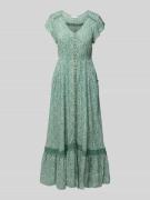 Apricot Midikleid mit Häkelspitze in Gruen, Größe M