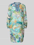 Emily Van den Bergh Knielanges Kleid mit Tunikakragen in Blau, Größe 4...