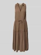 MOS MOSH Maxikleid mit Tunikakragen Modell 'Sabri' in Sand Melange, Gr...