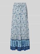 Apricot Maxirock aus Viskose mit Stufen-Look in Blau, Größe L