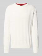 HUGO Strickpullover mit gerippten Abschlüssen Modell 'Sargyle' in Weis...