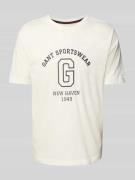 Gant T-Shirt mit Label-Print in Weiss, Größe L