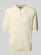 JAKE*S STUDIO MEN Regular Fit Poloshirt mit Zopfmuster in Offwhite, Gr...