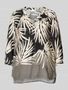 Milano Italy Relaxed Fit Bluse mit Tunikakragen in Black, Größe 40