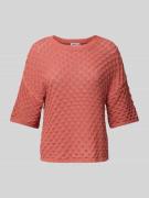 Jake*s Casual Strick-Shirt aus Ajour-Strick in Terra, Größe L