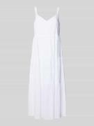 Marc Cain Midikleid mit Lochspitze und V-Ausschnitt in Weiss, Größe 38