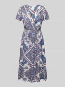 Apricot Midikleid mit V-Ausschnitt in Marine, Größe M