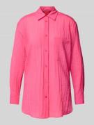 HUGO Relaxed Fit Hemdbluse in Crinkle-Optik Modell 'Elodina' in Pink, ...