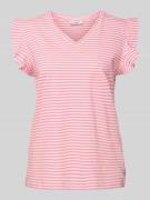 Marc O'Polo Denim T-Shirt mit Volantärmel in Pink, Größe L