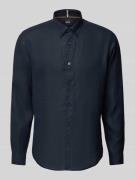 BOSS Regular Fit Leinenhemd mit Button-Down-Kragen in Marine, Größe XL